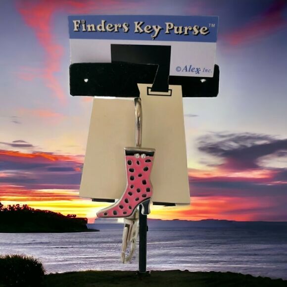 Enameled Boot ALEXX Inc FINDERS KEY PURSE Finder Fob Keychain Pink Rhinestones. - Picture 14 of 15